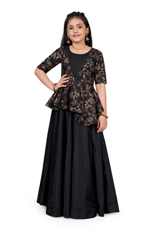 Jwalin Girls Taffeta Maxi Length Foil Printed Dresses