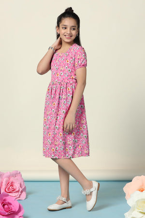 Fashion Dream Girl’s Floral Printed Knee Length Dress