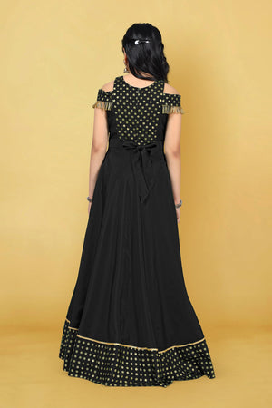 Jwalin Girls Taffeta Maxi Length Foil Printed Dresses