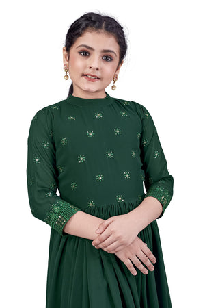 Jwalin Girls Maxi Length Flared Ethnic Dress | Long Fit and Flare Dress for Kids