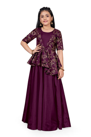 Jwalin Girls Taffeta Maxi Length Foil Printed Dresses