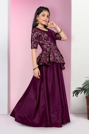 Jwalin Girls Taffeta Maxi Length Foil Printed Dresses