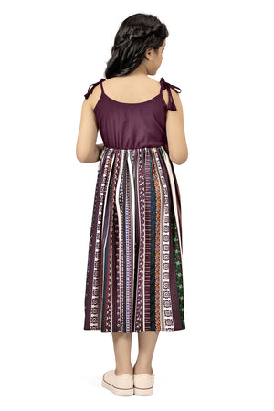 Fashion Dream Girls Crepe Floral Printed Calf Length Dress