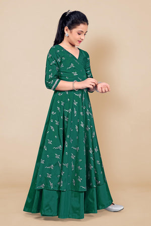 Fashion Dream Girls Taffeta Maxi Length Foil Printed Dresses