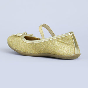 Girls Synthetic/PU Glitter Embellished Ballerinas in Gold Color