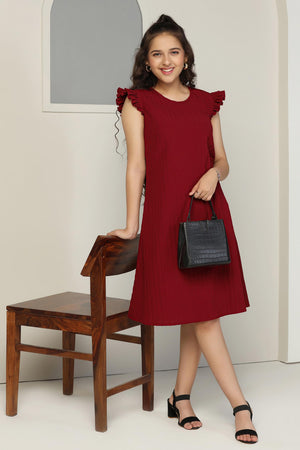 Fashion Dream Girls Solid Knee Length Dress|Girl Dress|Frock|Girls Casual Dress|Girls' Frock|Solid Dress for Girls|Knee Length for Girls|Kids Girls