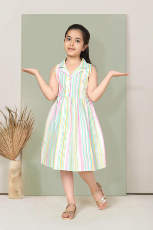 Fashion Dream - Girls Striped Knee Length Fit and Flare Dress