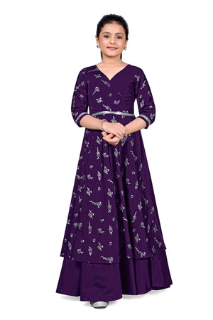 Jwalin Girls Taffeta Maxi Length Foil Printed Dresses