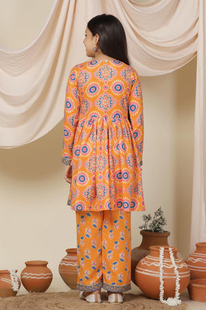 Fashion Dream Cotton Blend Girls Slub Printed Salwar Suit Set