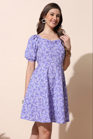 Fashion Dream Women’s Above Knee Length Fit and Flare Dresses (FDWDRS00129 VLT L_Violet_L)