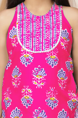Fashion Dream Cotton Blend Girls Slub Printed Salwar Suit Set