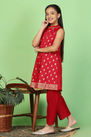 Fashion Dream Girl's Taffeta Kurta And Pant Suit Sets