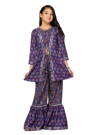 Fashion Dream Cotton Blend Girls Slub Printed Salwar Suit Set