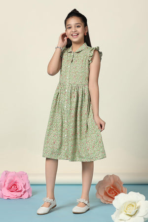 Fashion Dream Girl’s Floral Printed Knee Length Dress