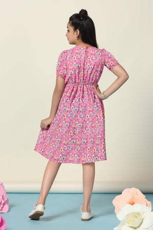 Fashion Dream Girl’s Floral Printed Knee Length Dress