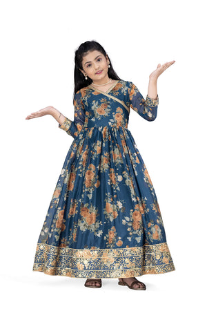 Fashion Dream Girls Tabby Silk Maxi Length Flared Embroidered Dress