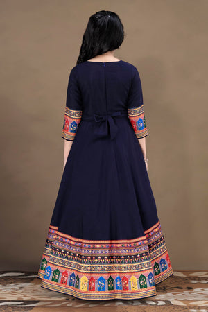 Fashion Dream Girls Maxi Length Flared Ethnic Dress | Long Fit and Flare for Kids