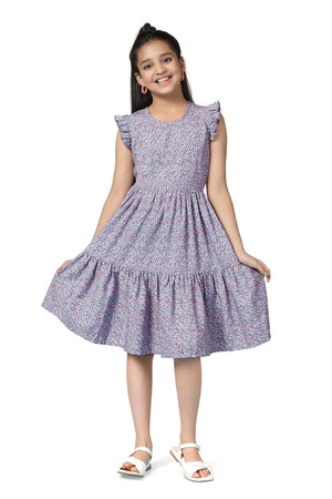 Fashion Dream Girl’s Floral Printed Knee Length Dress