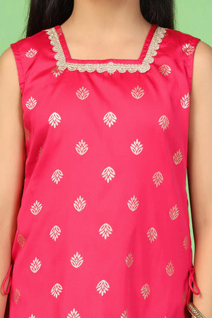 Fashion Dream Girl's Taffeta Kurta And Pant Suit Sets