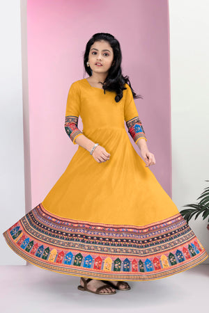Fashion Dream Girls Maxi Length Flared Ethnic Dress | Long Fit and Flare for Kids