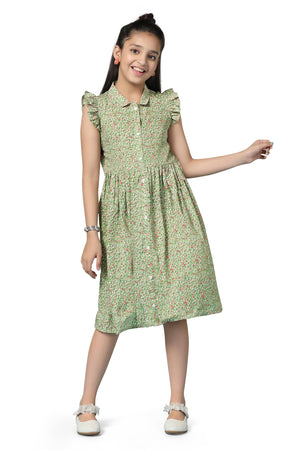 Fashion Dream Girl’s Floral Printed Knee Length Dress