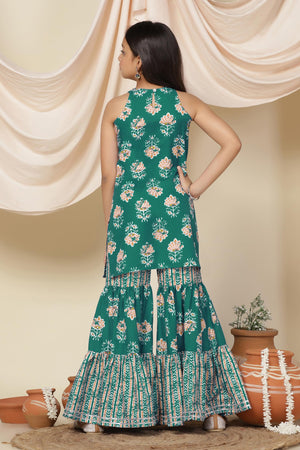 Fashion Dream Cotton Blend Girls Slub Printed Salwar Suit Set
