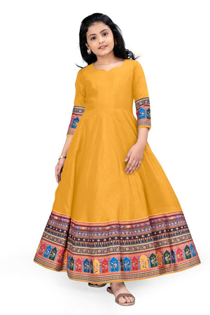 Fashion Dream Girls Maxi Length Flared Ethnic Dress | Long Fit and Flare for Kids