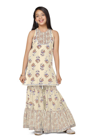 Fashion Dream Cotton Blend Girls Slub Printed Salwar Suit Set