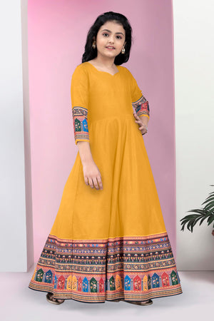 Fashion Dream Girls Maxi Length Flared Ethnic Dress | Long Fit and Flare for Kids