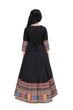 Fashion Dream Girls Maxi Length Flared Ethnic Dress | Long Fit and Flare for Kids