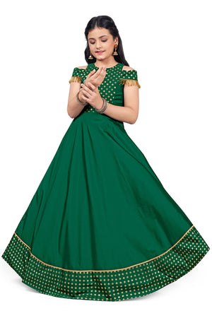 Jwalin Girls Taffeta Maxi Length Foil Printed Dresses
