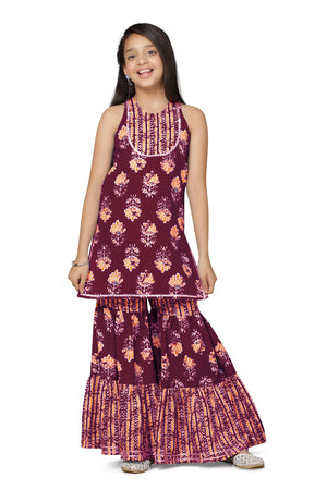 Fashion Dream Cotton Blend Girls Slub Printed Salwar Suit Set