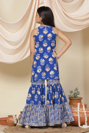 Fashion Dream Cotton Blend Girls Slub Printed Salwar Suit Set