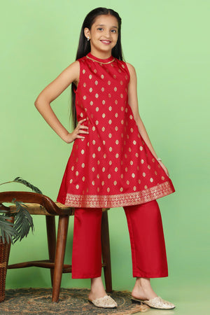 Fashion Dream Girl's Taffeta Kurta And Pant Suit Sets