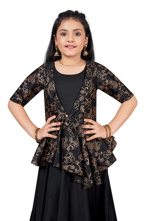 Jwalin Girls Taffeta Maxi Length Foil Printed Dresses