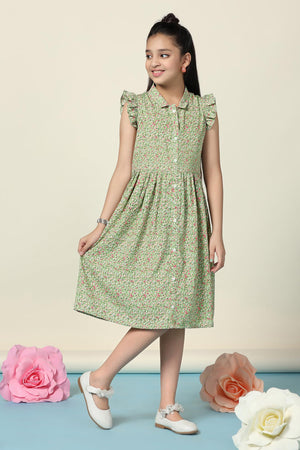 Fashion Dream Girl’s Floral Printed Knee Length Dress
