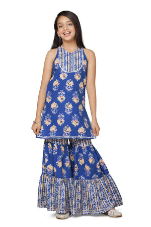 Fashion Dream Cotton Blend Girls Slub Printed Salwar Suit Set