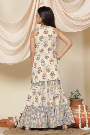 Fashion Dream Cotton Blend Girls Slub Printed Salwar Suit Set