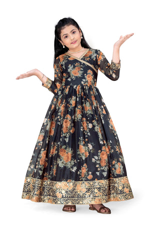 Jwalin Girl's Ethnic Readymade Maxi Length Flared Dresses