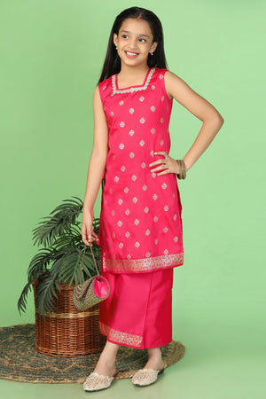 Fashion Dream Girl's Taffeta Kurta And Pant Suit Sets