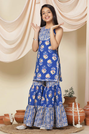 Fashion Dream Cotton Blend Girls Slub Printed Salwar Suit Set