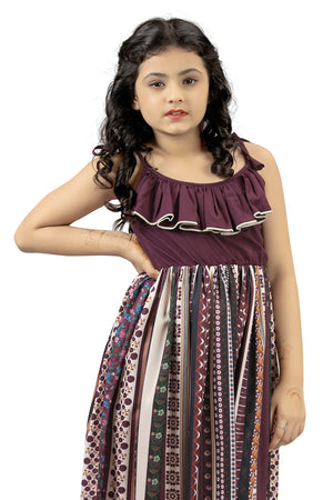 Fashion Dream Girls Crepe Floral Printed Calf Length Dress
