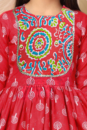 Fashion Dream Cotton Blend Girls Slub Printed Salwar Suit Set