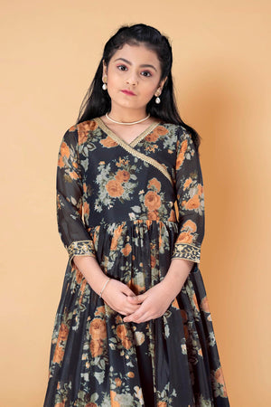 Jwalin Girl's Ethnic Readymade Maxi Length Flared Dresses