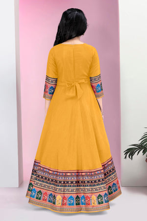 Fashion Dream Girls Maxi Length Flared Ethnic Dress | Long Fit and Flare for Kids