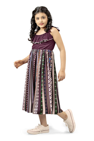 Fashion Dream Girls Crepe Floral Printed Calf Length Dress
