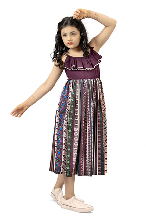 Fashion Dream Girls Crepe Floral Printed Calf Length Dress