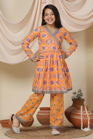 Fashion Dream Cotton Blend Girls Slub Printed Salwar Suit Set