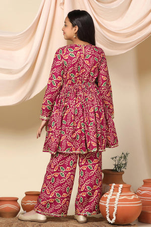 Fashion Dream Cotton Blend Girls Slub Printed Salwar Suit Set