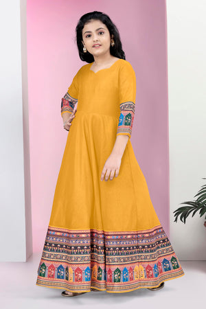 Fashion Dream Girls Maxi Length Flared Ethnic Dress | Long Fit and Flare for Kids